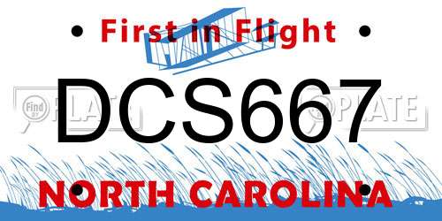 DCS667 North Carolina License Plate