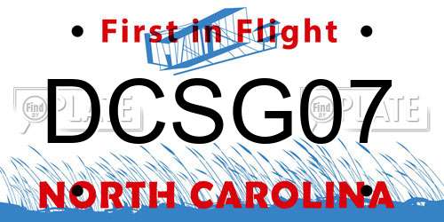 DCSG07 North Carolina License Plate