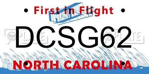 DCSG62 North Carolina License Plate