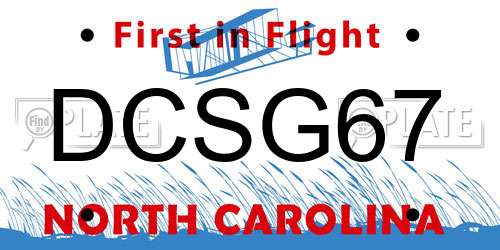 DCSG67 North Carolina License Plate