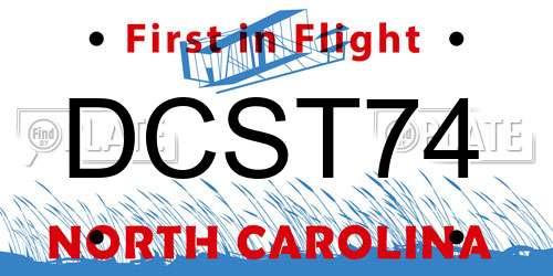 DCST74 North Carolina License Plate