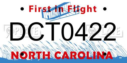 DCT0422 North Carolina License Plate