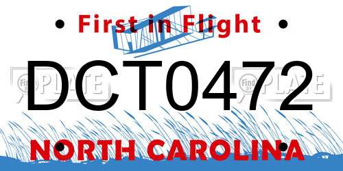 DCT0472 North Carolina License Plate