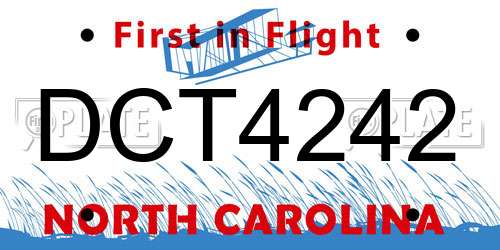 DCT4242 North Carolina License Plate