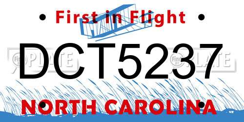 DCT5237 North Carolina License Plate