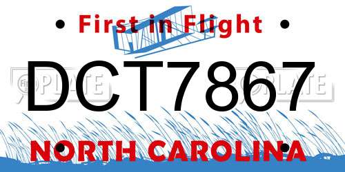 DCT7867 North Carolina License Plate