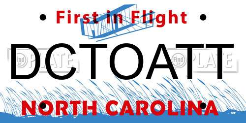 DCTOATT North Carolina License Plate