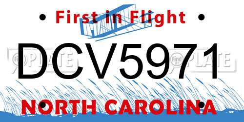 DCV5971 North Carolina License Plate
