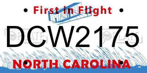 DCW2175 North Carolina License Plate