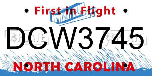 DCW3745 North Carolina License Plate