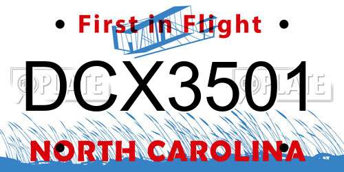 DCX3501 North Carolina License Plate