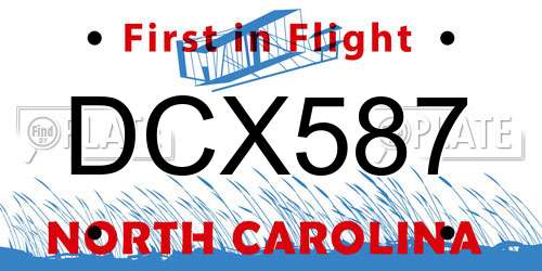 DCX587 North Carolina License Plate