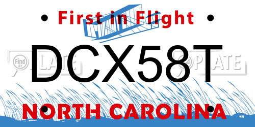 DCX58T North Carolina License Plate