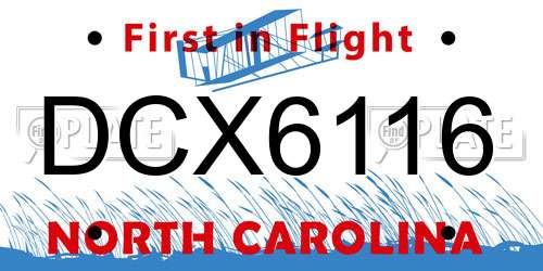 DCX6116 North Carolina License Plate