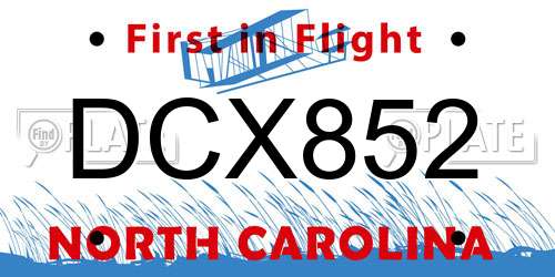 DCX852 North Carolina License Plate