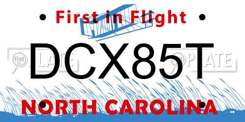 DCX85T North Carolina License Plate