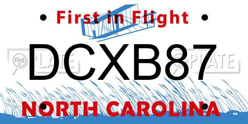 DCXB87 North Carolina License Plate
