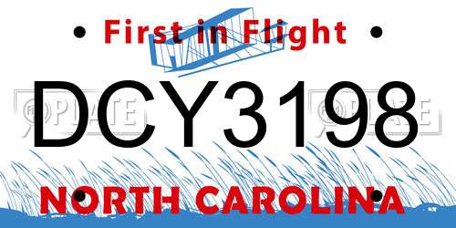 DCY3198 North Carolina License Plate