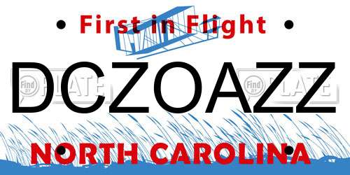 DCZOAZZ North Carolina License Plate