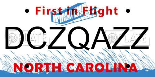 DCZQAZZ North Carolina License Plate