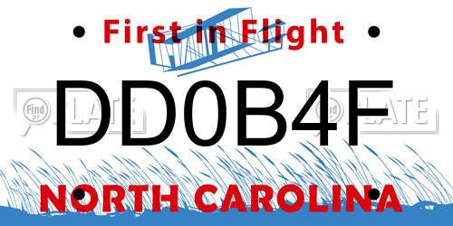 DD0B4F North Carolina License Plate