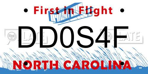 DD0S4F North Carolina License Plate