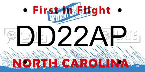 DD22AP North Carolina License Plate