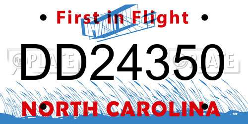 DD24350 North Carolina License Plate