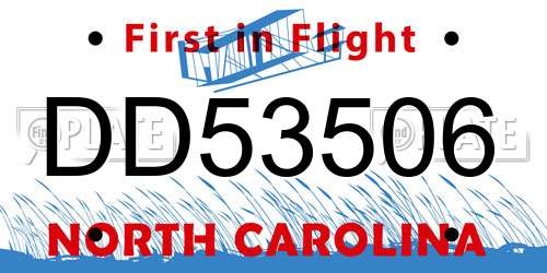 DD53506 North Carolina License Plate