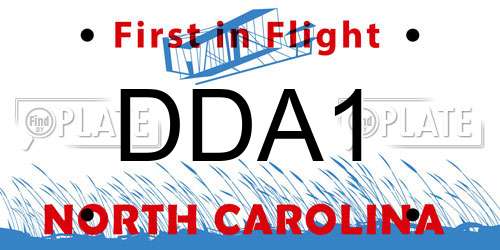 DDA1 North Carolina License Plate