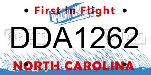 DDA1262 North Carolina License Plate