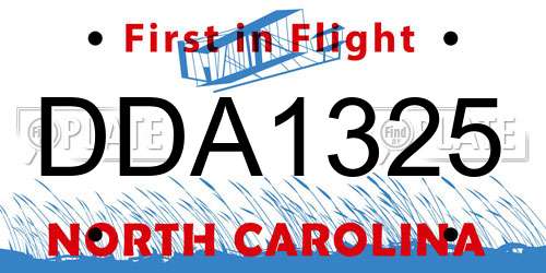 DDA1325 North Carolina License Plate