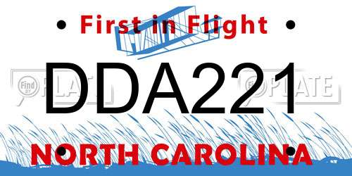 DDA221 North Carolina License Plate