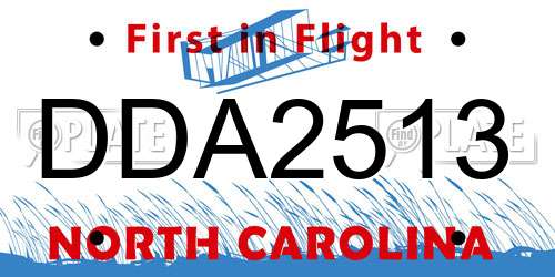 DDA2513 North Carolina License Plate