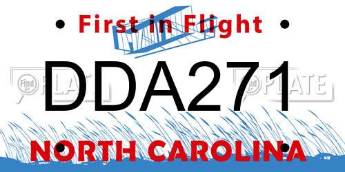 DDA271 North Carolina License Plate