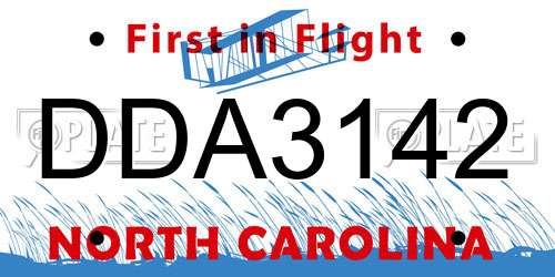 DDA3142 North Carolina License Plate