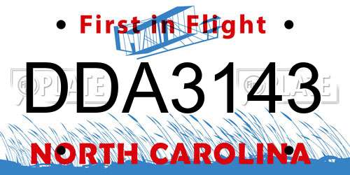 DDA3143 North Carolina License Plate