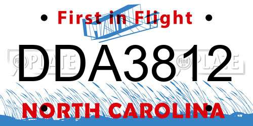 DDA3812 North Carolina License Plate