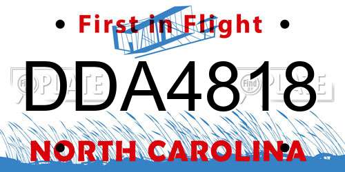DDA4818 North Carolina License Plate