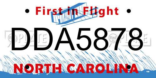 DDA5878 North Carolina License Plate