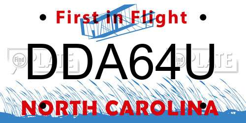 DDA64U North Carolina License Plate