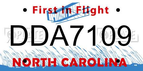 DDA7109 North Carolina License Plate