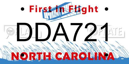 DDA721 North Carolina License Plate