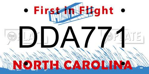 DDA771 North Carolina License Plate