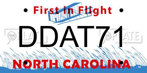 DDAT71 North Carolina License Plate
