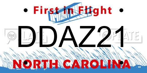 DDAZ21 North Carolina License Plate