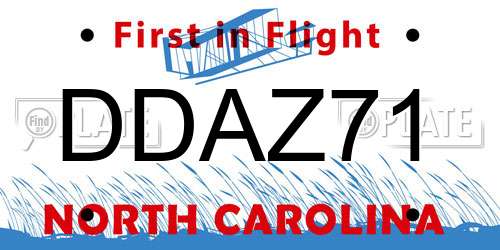 DDAZ71 North Carolina License Plate