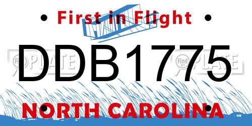 DDB1775 North Carolina License Plate