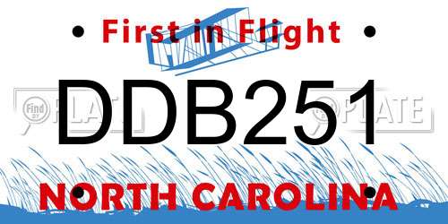 DDB251 North Carolina License Plate