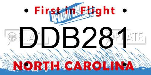 DDB281 North Carolina License Plate